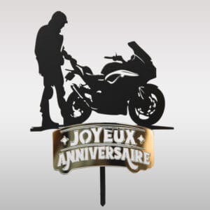 Topper Cake Homme Biker Légendaire — Décoration Gâteau Anniversaire Motard Grosse Cylindrée