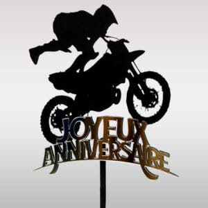 Topper Cake Moto Cross Exceptionnel — Décoration Gâteau Anniversaire Motocross Plaque Doré