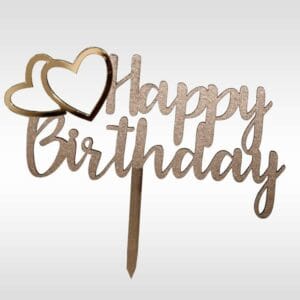 Topper Cake Happy Birthday Deux Cœurs — Sublime Décoration Gâteau Anniversaire Romantique