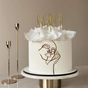 Face Topper Femme Rêveuse — Décoration Layer Cake Acrylique Doré Miroir
