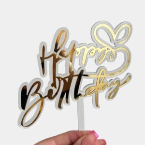 Topper Cake Happy Birthday Cœur