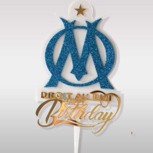 Topper Cake Olympique de Marseille — Décoration Gâteau Anniversaire OM