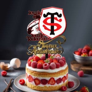 Topper Cake Stade Toulousain Champion — Magnifique Décoration Gâteau Anniversaire Rugby N°1