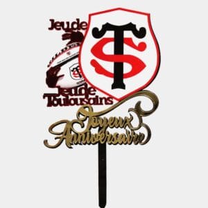 Topper Cake Stade Toulousain Champion — Magnifique Décoration Gâteau Anniversaire Rugby N°1