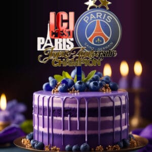 Topper Cake PSG « Ici c&rsquo;est Paris » — Édition Back-to-Back 2 Étoiles