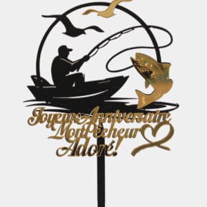 Cake Topper Pêcheur — Joyeux Anniversaire Mon Pêcheur Adoré